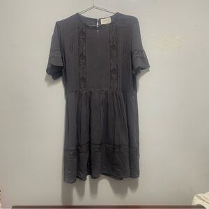 Auguste Blue/Gray Shift Dress with Latticework Detailing